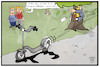 Cartoon: E-Scooter (small) by Kostas Koufogiorgos tagged karikatur,koufogiorgos,illustration,cartoon,escooter,mobilitaet,unfall,autonom,baum,fahren,elektro