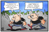 Cartoon: Extremismus (small) by Kostas Koufogiorgos tagged karikatur,koufogiorgos,illustration,cartoon,ausländer,fundamentalisten,extremisten,extremismus,skinhead,neonazi,abschiebung,gewalt,fundamentalismus,politik