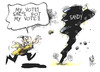 Cartoon: Frankenstorm Sandy (small) by Kostas Koufogiorgos tagged usa,election,president,obama,romney,storm,sandy,frankenstorm,vote,nature,politics,cartoon,kostas,koufogiorgos