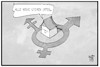 Cartoon: Geschlechtsangabe (small) by Kostas Koufogiorgos tagged karikatur,koufogiorgos,illustration,cartoon,geschlecht,bverg,bundesverfassungsgericht,männlich,weiblich,divers,inter,intersexualitaet,standesamt