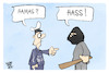 Cartoon: Hamas und Hass (small) by Kostas Koufogiorgos tagged karikatur,koufogiorgos,hamas,hass,polizei,demonstration,gewalt