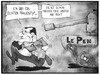 Cartoon: Hollande und Le Pen (small) by Kostas Koufogiorgos tagged karikatur,koufogiorgos,cartoon,illustration,hollande,le,pen,marie,frankreich,europawahl,jagd,frauentyp,frau,panzer,politik,präsident