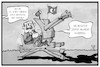 Cartoon: Incirlik (small) by Kostas Koufogiorgos tagged karikatur,koufogiorgos,illustration,cartoon,incirlik,tuerkei,erdogan,bundeswehr,waffe,abschuss,abwehrrakete,nato,stützpunkt,tornado,rüstung
