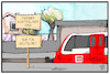 Cartoon: Kostenloser ÖPNV in Essen (small) by Kostas Koufogiorgos tagged karikatur,koufogiorgos,illustration,cartoon,öpnv,nahverkehr,offentlich,essen,deutsch,zug,bahn,bus,rassismus,bahnhof