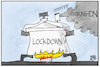 Cartoon: Lockdown-Lockerungen (small) by Kostas Koufogiorgos tagged karikatur,koufogiorgos,illustration,cartoon,pandemie,corona,lockerung,beschränkung,dampf,kochtopf,explosiv