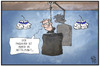 Cartoon: Lufthansa-Streik (small) by Kostas Koufogiorgos tagged karikatur,koufogiorgos,illustration,cartoon,lufthansa,passagier,kunde,streik,arbeitskampf,sandsack,boxen,politik