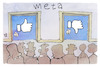 Cartoon: Massenentlassungen bei Meta (small) by Kostas Koufogiorgos tagged karikatur,koufogiorgos,meta,facebook,mitarbeiter,entlassungen,daumen,logo
