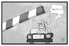 Cartoon: MAUTsch! (small) by Kostas Koufogiorgos tagged karikatur,koufogiorgos,illustration,cartoon,lkw,maut,abrechnung,schranke,panne,bund,verlust,mautsch