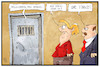 Cartoon: Merkel in der Türkei (small) by Kostas Koufogiorgos tagged karikatur,koufogiorgos,illustration,cartoon,tuerkei,merkel,erdogan,gefängnis,haft,hilfe,ruf,besuch