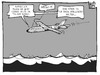 Cartoon: MH370 (small) by Kostas Koufogiorgos tagged karikatur,koufogiorgos,illustration,cartoon,mh370,malaysian,airlines,flugzeug,wrack,suche,aprilscherz,wasser,boeing