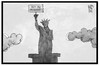Cartoon: Not my President (small) by Kostas Koufogiorgos tagged karikatur,koufogiorgos,illustration,cartoon,usa,freiheitstatue,miss,liberty,präsident,protest,demonstration,new,york