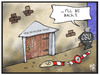 Cartoon: PKW-Maut (small) by Kostas Koufogiorgos tagged karikatur,koufogiorgos,illustration,cartoon,pkw,maut,csu,reichstag,parlament,rammbock,sturheit,politik