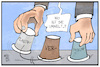 Cartoon: Plastikverpackung (small) by Kostas Koufogiorgos tagged karikatur,koufogiorgos,illustration,cartoon,plastik,verpackung,hütchenspiel,umwelt,verschmutzung,becher,verbraucher