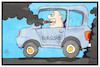 Cartoon: Porsche (small) by Kostas Koufogiorgos tagged karikatur,koufogiorgos,illustration,cartoon,porsche,zulassung,fahrer,rauchen,abgas,dieselgate,abgasskandal,verbot,umwelt,luft,verschmutzung