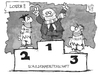 Cartoon: Schuldenmeisterschaft (small) by Kostas Koufogiorgos tagged illustration,karikatur,koufogiorgos,cartoon,hoeneß,steuern,steuermeisterschaft,bayern,griechenland,italien,geld,betrug,steuerbetrug,sieger,gewinner,treppchen