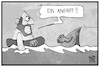 Cartoon: Schulz und Merkel (small) by Kostas Koufogiorgos tagged karikatur,koufogiorgos,illustration,cartoon,schulz,merkel,hai,angriff,cdu,spd,wasser,meer,mallorca,wahlkampf,politik,bundeskanzlerin,kanzlerkandidat