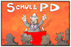 Cartoon: SchulzPD (small) by Kostas Koufogiorgos tagged karikatur,koufogiorgos,illustration,cartoon,schulz,spd,partei,vorsitzender,kanzlerkandidat,parteitag,politik