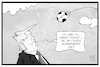 Cartoon: Schweinsteiger und Trump (small) by Kostas Koufogiorgos tagged karikatur,koufogiorgos,illustration,cartoon,trump,schweinsteiger,chicago,usa,fussball,bombardierung,sport,verschwörungstheorie,krieg,konflikt,angriff