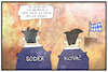 Cartoon: Söder und Kovac (small) by Kostas Koufogiorgos tagged karikatur,koufogiorgos,illustration,cartoon,bayern,münchen,fussball,trainer,söder,wahl,sport,politik,job,landtagswahl