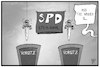 Cartoon: SPD-Vorsitz (small) by Kostas Koufogiorgos tagged karikatur,koufogiorgos,illustration,cartoon,spd,vorsitz,damokles,schwert,stichwahl
