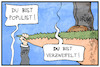 Cartoon: SPD und Grüne (small) by Kostas Koufogiorgos tagged karikatur,koufogiorgos,illustration,cartoon,tsg,grüne,spd,populismus,abgrund,verzweiflung,partei,politik