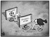 Cartoon: Spionageaffäre (small) by Kostas Koufogiorgos tagged karikatur,koufogiorgos,illustration,cartoon,public,viewing,nachrichten,strauss,sand,fernsehen,medien,fussball,wm,weltmeisterschaft,spionage,skandal,nsa,politik,sport