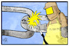 Cartoon: Stahlfusion (small) by Kostas Koufogiorgos tagged karikatur,koufogiorgos,illustration,cartoon,stahl,fusion,stahlsparte,wirtschaft,thyssenkrupp,tata,schweissen,kette,arbeit