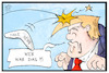 Cartoon: Trumps Fake News (small) by Kostas Koufogiorgos tagged karikatur koufogiorgos illustration cartoon trump fake news bumerang nachrichten dossier usa präsident