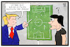 Cartoon: Trumps Meinung (small) by Kostas Koufogiorgos tagged karikatur,koufogiorgos,illustration,cartoon,trump,loew,fussball,strategie,taktik,wm,weltmeisterschaft,sport,politik,asylpolitik,usa,präsident,fifa,trainer,coach