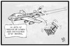 Cartoon: TTIP (small) by Kostas Koufogiorgos tagged karikatur,koufogiorgos,illustration,cartoon,air,force,one,flugzeug,usa,obama,ttip,geschenk,gast,hannover,freihandelsabkommen,wirtschaft
