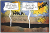 Cartoon: Ukraine-Konflikt (small) by Kostas Koufogiorgos tagged karikatur,koufogiorgos,illustration,cartoon,ukraine,ostukraine,gewalt,merkel,frieden,lrieg,konflikt,gespräche,schützengraben