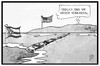 Cartoon: USA und Kuba (small) by Kostas Koufogiorgos tagged karikatur,koufogiorgos,illustration,cartoon,usa,kuba,geld,dollar,waehrung,wirtschaft,verbindung,bruecke,annaeherung,politik,obama,castro