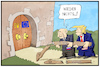 Cartoon: Wehrhaftes Europa (small) by Kostas Koufogiorgos tagged karikatur,koufogiorgos,illustration,cartoon,europa,eu,trump,putin,wilders,le,pen,rammbock,festung,scheitern