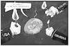 Cartoon: Welt in Gefahr (small) by Kostas Koufogiorgos tagged karikatur,koufogiorgos,illustration,cartoon,welt,globus,ostern,osterkerze,is,terrosismus,usa,russland,zündeln,feuer,bombe