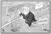 Cartoon: Wildschweinzaun (small) by Kostas Koufogiorgos tagged karikatur,koufogiorgos,illustration,cartoon,trump,dänemark,deutschland,zaun,wildschwein,grenze,schweinepest