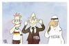 Cartoon: WM in Katar (small) by Kostas Koufogiorgos tagged karikatur,koufogiorgos,wm,katar,fußball,mund,infantino,fifa,scheich