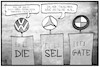 Cartoon: Zetsche-Austausch (small) by Kostas Koufogiorgos tagged karikatur,koufogiorgos,illustration,cartoon,zetsche,mercedes,vw,bmw,autobauer,haus,firma,wirtschaft