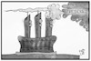 Cartoon: Zugausfälle (small) by Kostas Koufogiorgos tagged karikatur,koufogiorgos,illustration,cartoon,bahn,ausfall,stoerung,streckensperre,zug,unfall,wind,sturm,friederike