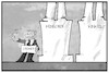 Cartoon: Zum Tod von Klaus Kinkel (small) by Kostas Koufogiorgos tagged karikatur,koufogiorgos,illustration,cartoon,kinkel,lindner,fdp,genscher,denkmal,außenminister,andenken,liberale,politik,partei
