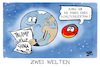Cartoon: Zwei Planeten (small) by Kostas Koufogiorgos tagged karikatur,koufogiorgos,deutschland,planet,erde,koalitionsvertrag