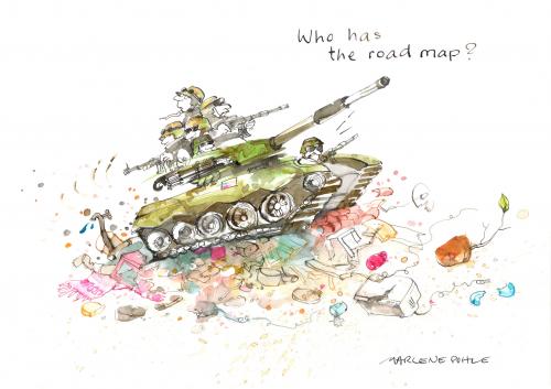 Cartoon: The road map (medium) by Marlene Pohle tagged war,at,the,caucasus
