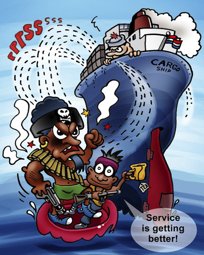 Cartoon: Pirates getting served (medium) by illustrator tagged pirate,water,piracy,vessel,ship,service,tea,robber,plunder,high,seas,piraterie,piraten,überfall,kriminalität,schiffe,meer,ozean,handel,verkauf,illegal