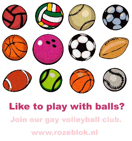 Cartoon: Wanna play with balls? (medium) by illustrator tagged club,gay,sport,ball,team,promo,animation,queer,spiel,mannschaft,volleybal