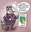 Cartoon: Bonus for ABN bankers (small) by illustrator tagged bank,bonus,abn,banker,bankier,identiteit,omzet,eigen,illustrator,cartoon