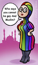 Cartoon: Muslim Lesbian Woman (small) by illustrator tagged gay,queer,girl,woman,frau,muslim,mosk,islam,lesbian,rainbow,religion