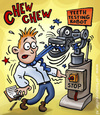 Cartoon: teeth testing robot (small) by illustrator tagged robot,machine,test,false,teeth,chew,science,scientist,danger,tie,mechanics