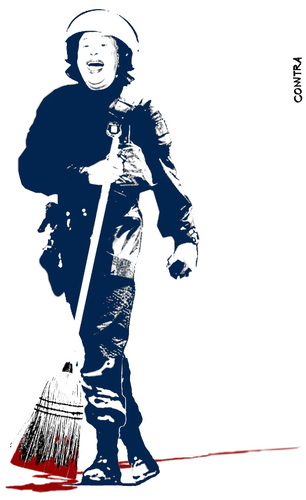 Cartoon: Cleaning police (medium) by Conntra tagged police,barcelona,spain,cleaning