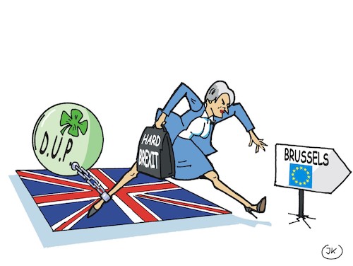 Cartoon: Brexitverhandlungen (medium) by JotKa tagged brexit,brexitverhandlungen,london,brüssel,eu,großbritannien,nordirland,dup,brexit,brexitverhandlungen,london,brüssel,eu,großbritannien,nordirland,dup