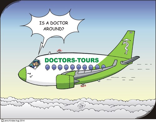 Cartoon: Emergency (medium) by JotKa tagged doctors,doctor,aid,first,emergency,plane,pilot,passengers,passenger,air,vacation,travel,holiday