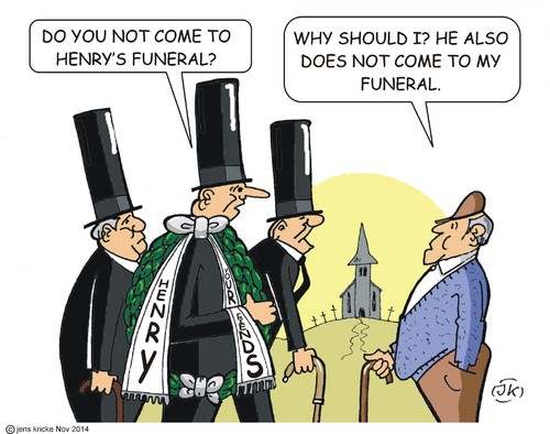 Cartoon: Henry (medium) by JotKa tagged death,age,men,grave,wreath,condolence,friends,and,mourners,funeral,cemetery
